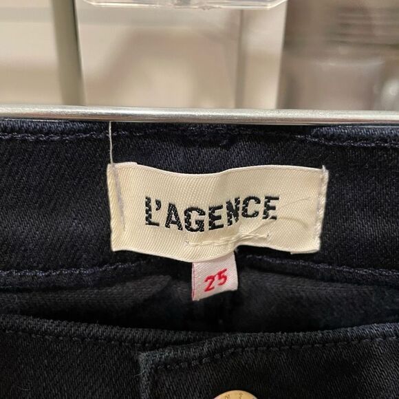 L’Agence Jeans Womens 25 Black Matador Skinny Leg Stretchy Raw Ankle Hem SAMPLE - Picture 3 of 6